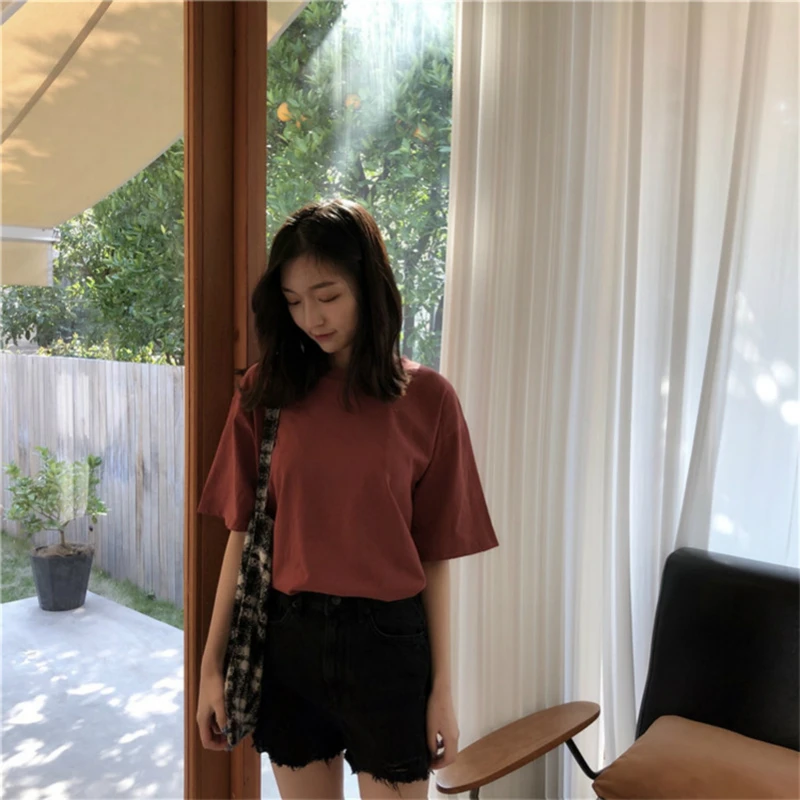 KYMAKUTU Casual Solid All Match T Shirts Short Sleeve O Neck Tee Shirt Femme Poleras Mujer Women Clothing Summer White Tops 2018 | Женская