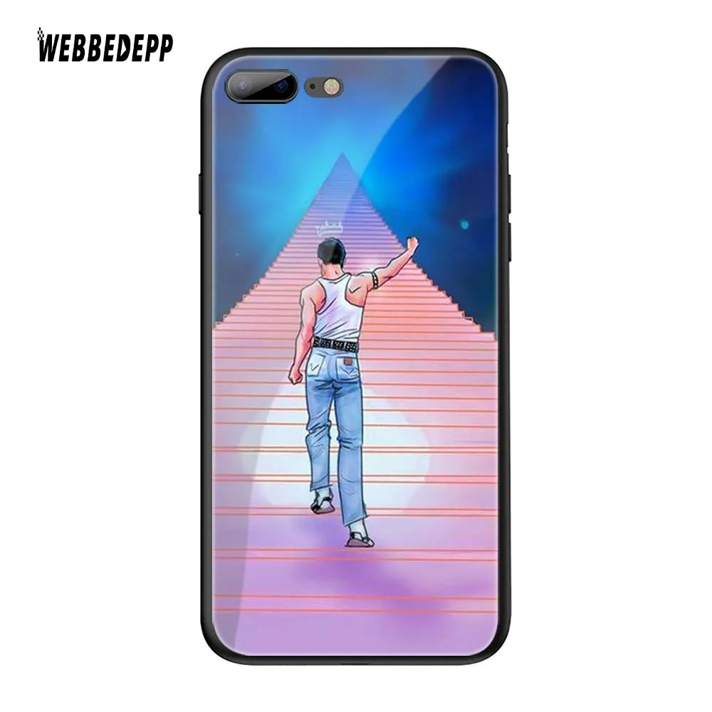 TG19 Чехол WEBBEDEPP queen band Freddie Mercury из закаленного стекла TPU для Apple iPhone 6 6S 7 8 Plus 5 5S SE XR X XS 11 Pro MAX чехол - Цвет: TG19