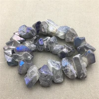 my0098 blue grey titanium crystal nugget titanium quartz plated quartz drilled jewelry making beads