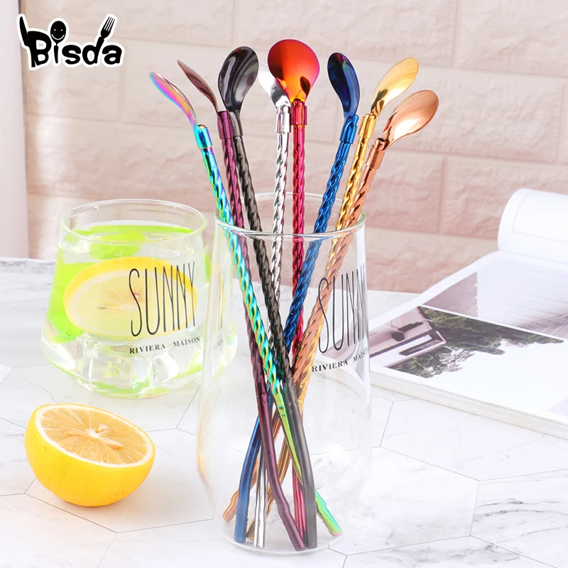 80 шт. соломенная ложка с длинной ручкой многоразовая Питьевая солома ложкой