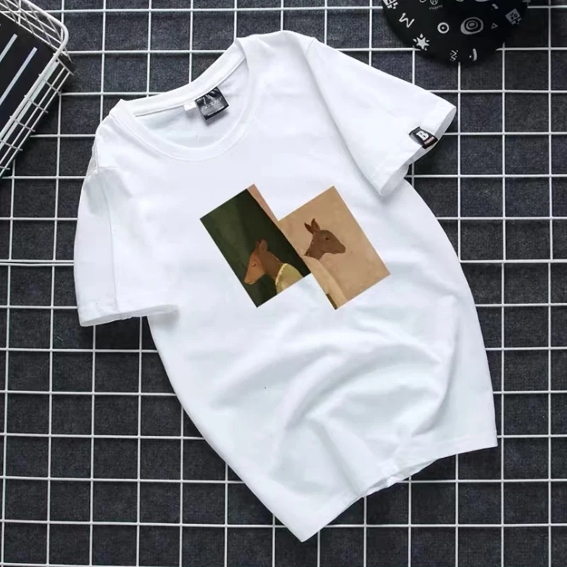 Футболки топы футболка в стиле Харадзюку с принтом животных хлопковая Футболка