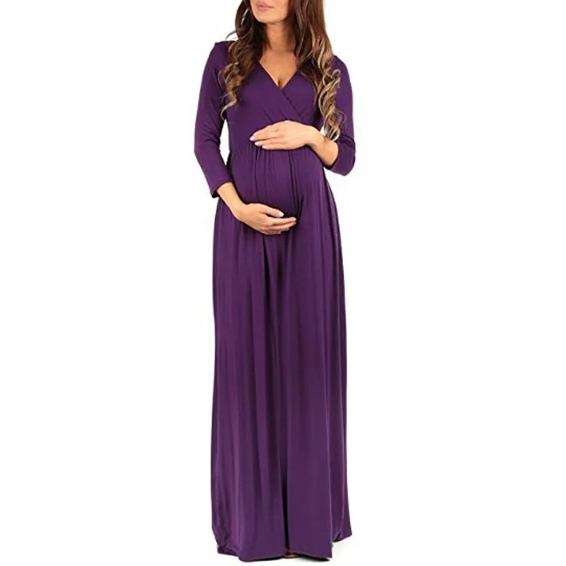 Длинные платья для беременных Одежда женщин однотонные прямые Vestidos весенняя