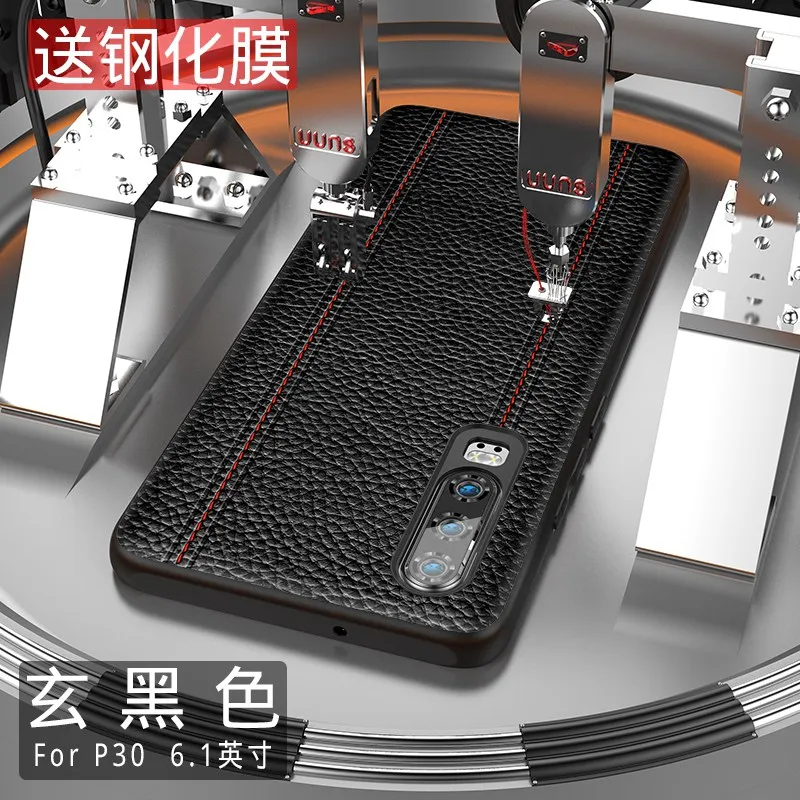 Роскошный чехол из натуральной кожи для huawei P30 PRO P30 P30PRO, полностью защитный чехол из воловьей кожи, адсорбционный магнит - Цвет: Black P30