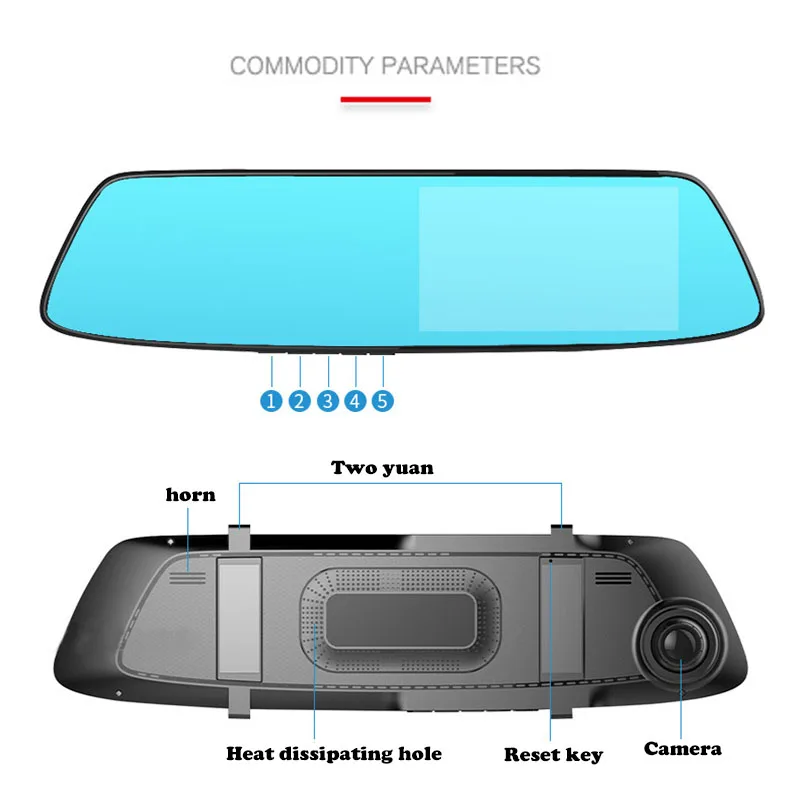 Новинка 5 дюймов ips Экран Видеорегистраторы для автомобилей зеркало заднего вида