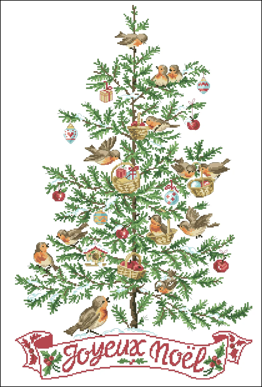 

Needlework 11CT 14CT 16CT 18CT Cross Stitch, DIY Count Cross Stitch, Embroidery Set, Christmas tree bird