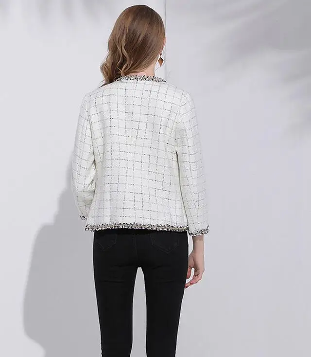 

Urumbassa women tweed coat New 2018 spring elegant O neck jackets S183