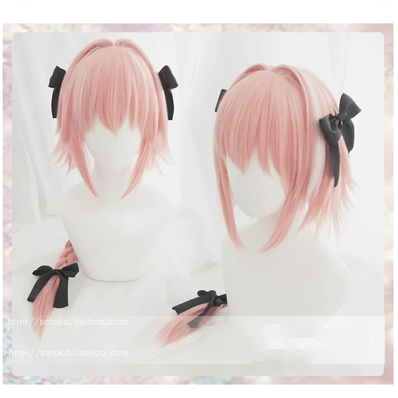 

Japanese Anime Fate/Apocrypha Astolfo Cosplay Wigs Halloween Party Stage Long Pink Hair Bows Fate/Apocrypha Astolfo wigs+wig cap