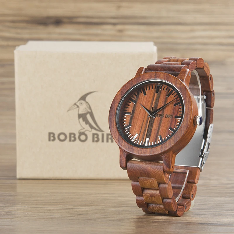 Роскошные Брендовые мужские часы BOBO BIRD деревянные с деревянным ремешком