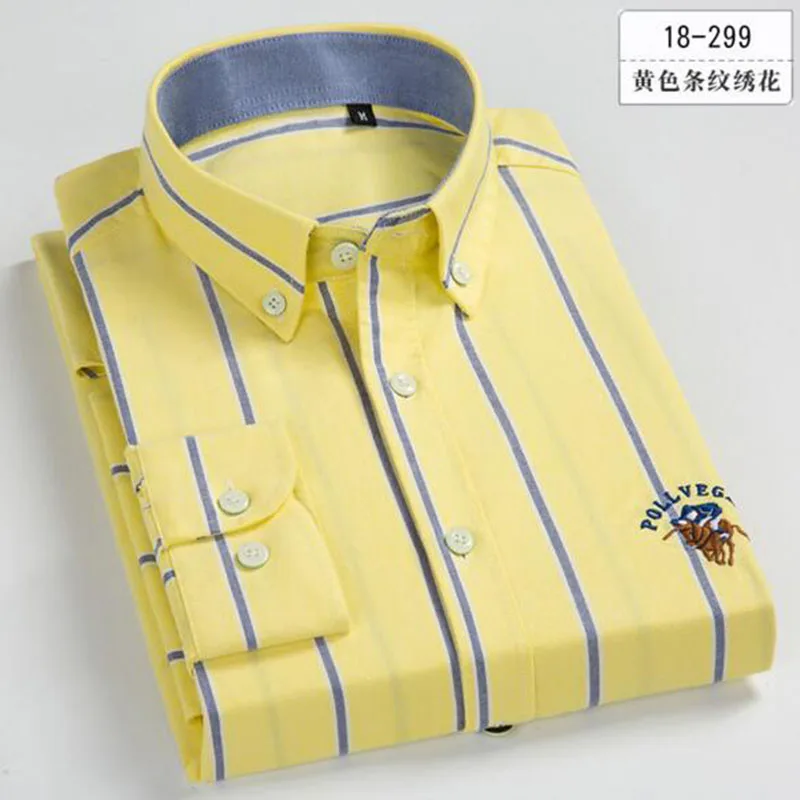 Мужские Оксфордские футболки из натурального хлопка с длинными рукавами Camisa
