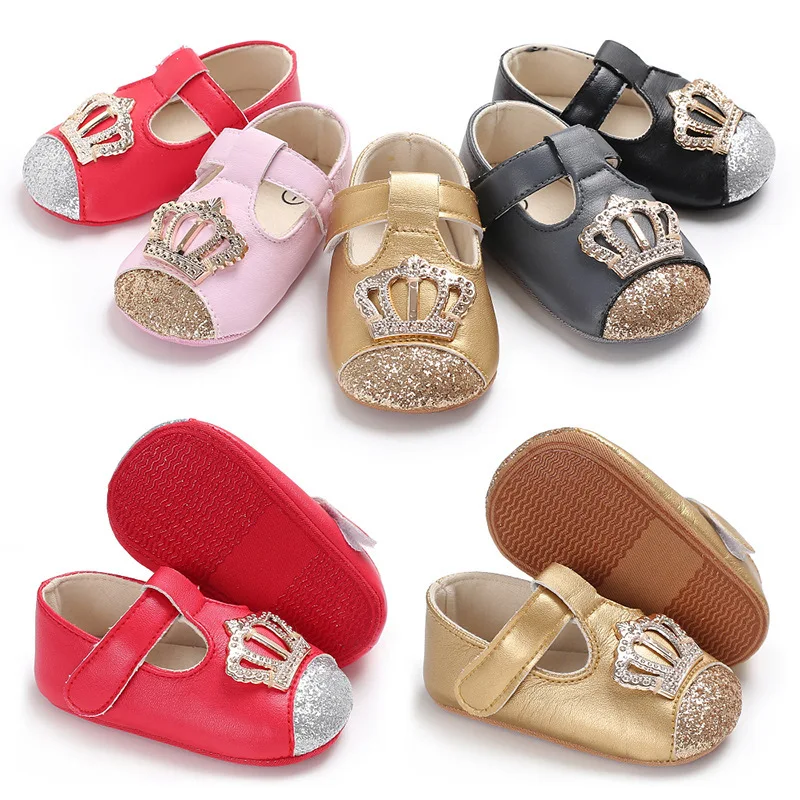 

Baby First Walkers Baby Girls Shoes Cute Crown Princess Shoes Infant Toddler Moccasins Shallow Girls Shoes