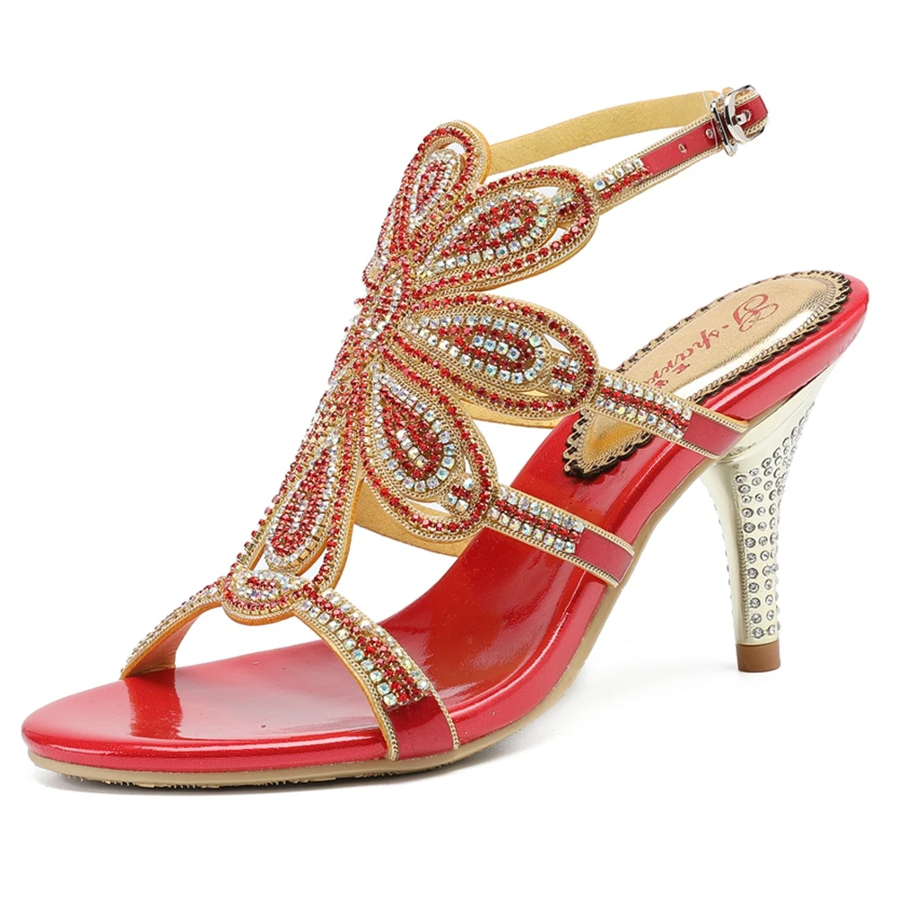 2018 Новая мода Дизайн женские босоножки со стразами платье сандалии Большие