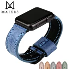 Ремешок кожаный для Apple Watch Band, винтажный браслет для iWatch Series 7 6 SE 5 4 3, 45 мм 41 мм 44 мм 40 мм 42 мм 38 мм