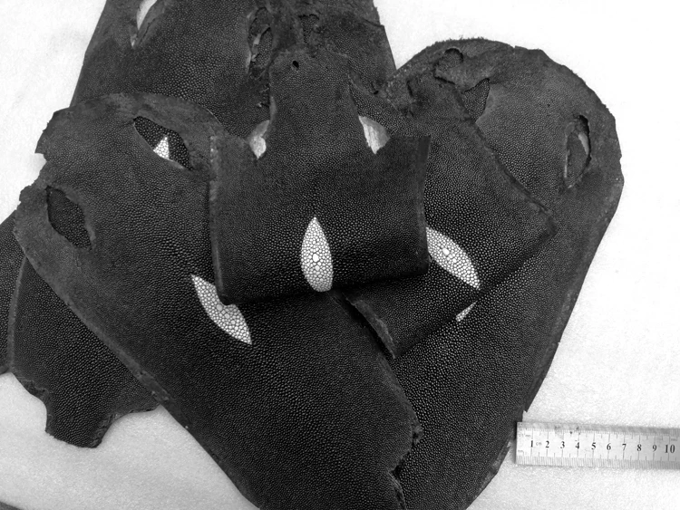 Кожа ремесло Подлинная ската натуральная Manta Ray рыбья кожа DIY кожаные ремесленные часы пояс нож сумка ручка стандартный материал черный