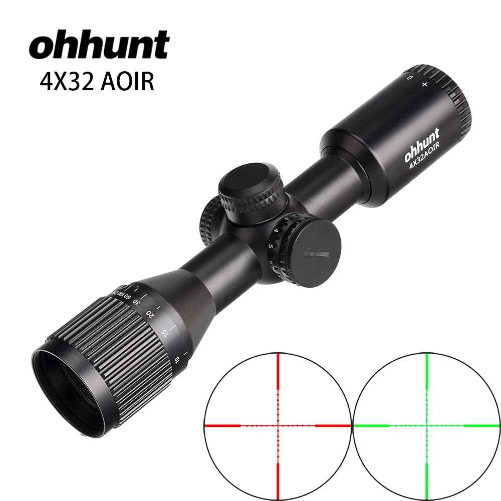 4X32 AOIR компактные охотничьи Тактические широкоугольные прицелы Mil Dot светящиеся