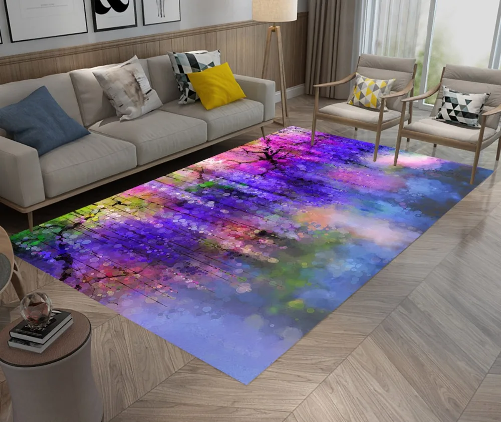 LB Dreamy Purple Flowers Home Doormat Children's Room Cushion Living Area Rugs Bathroom Non-slip Mat Bedroom Floor Carpets | Дом и сад