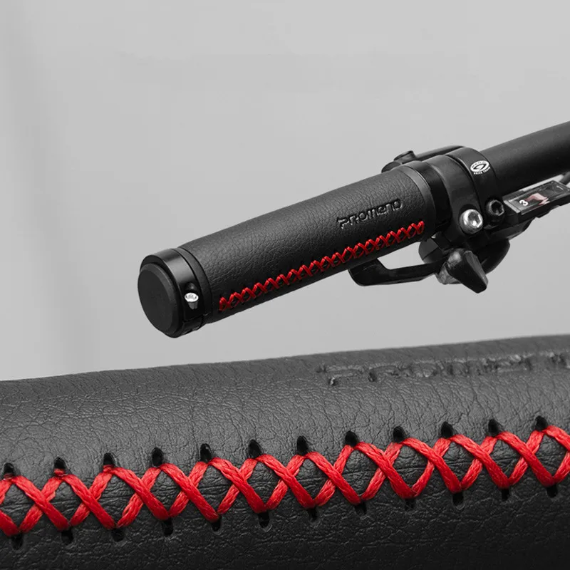 PROMEND оптоволоконные кожаные велосипедные ручки MTB Алюминий двойной замок