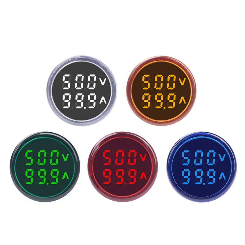 

Round LED Dual Display AC Amp Volt Ampermeter Voltmeter Ammeter Digital Voltage Current Ampere Meter Indicator 60-500V 220V 100A