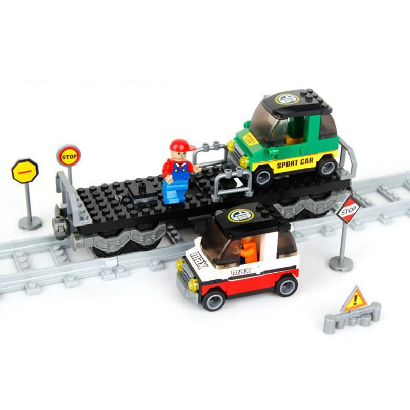 Ausini Строительный набор сделай сам Совместимость с lego city поезд 1050 3D блоки модель
