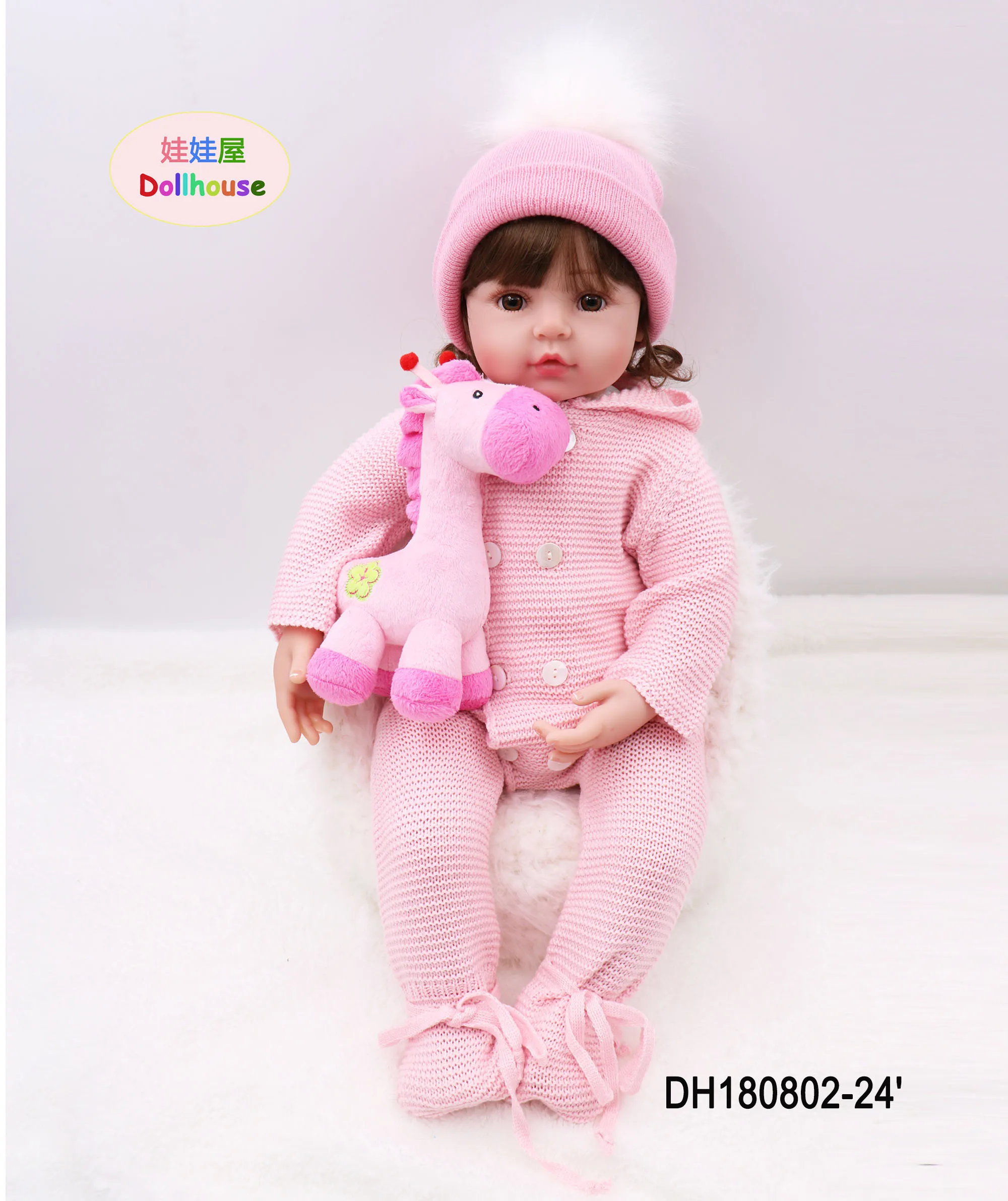 Dollhouse24in 60 см Новое Поступление Имитация новорожденной девочки с плюшевой
