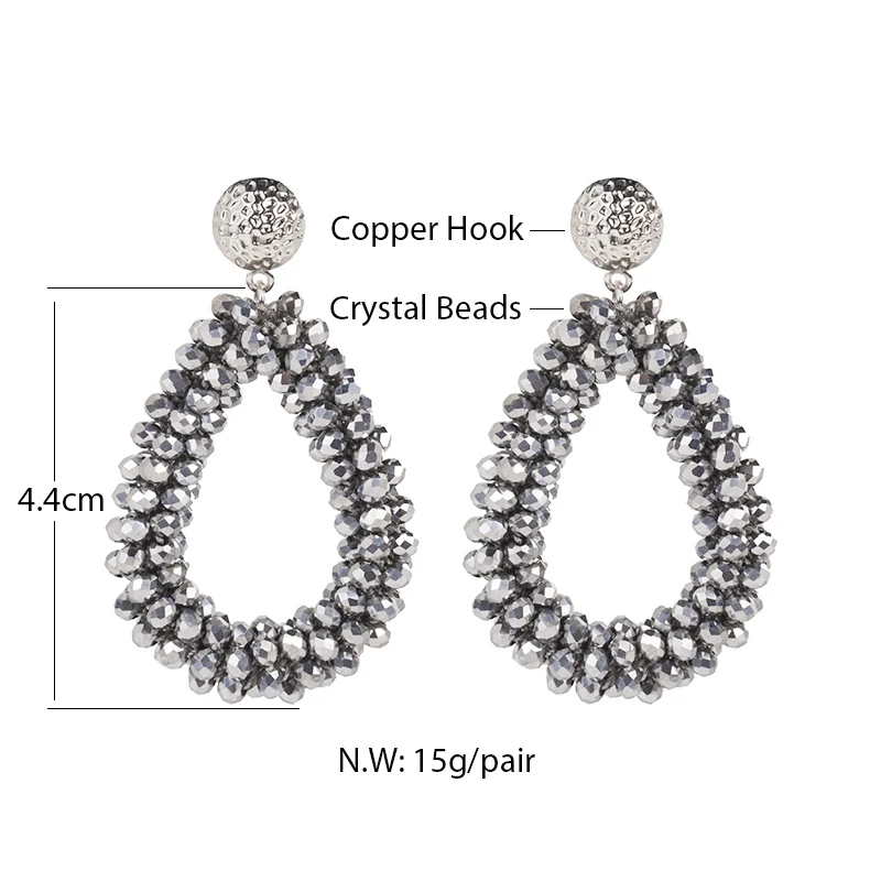INKDEW Water Drop Earrings for Women Faceted Beads Handmade Crystal Earring Big Earrings Long Earrings vintage Wholesale boho images - 6