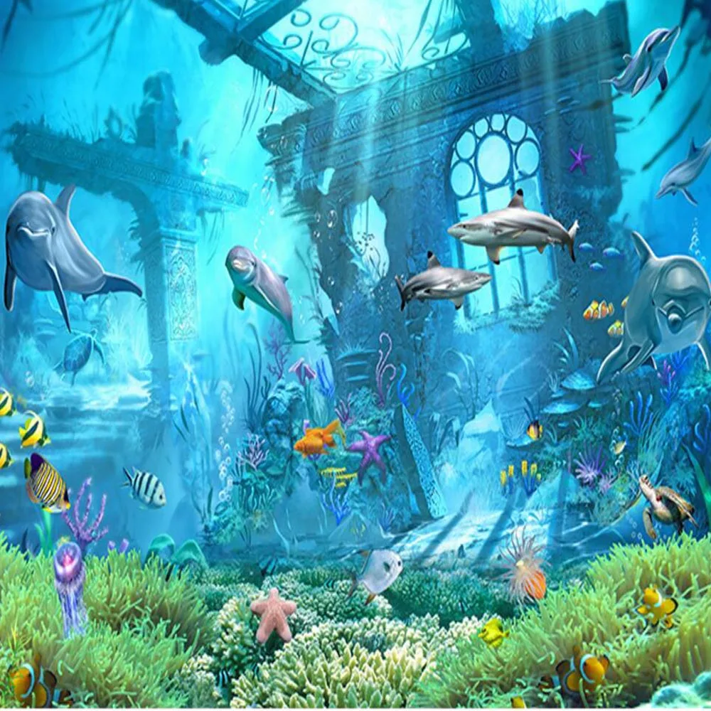 3D тиснение Морской Мир Рыба фото настенная бумага s фрески для детской спальни