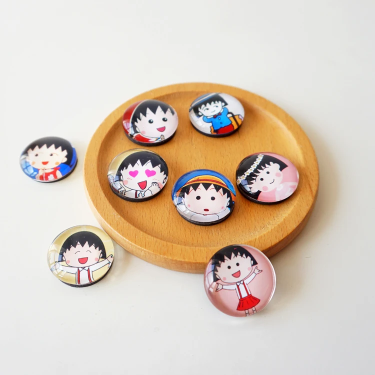 

(7 pieces a lot)Chibi Maruko-chan Cartoon creative crystal glass 25mm fridge magnet