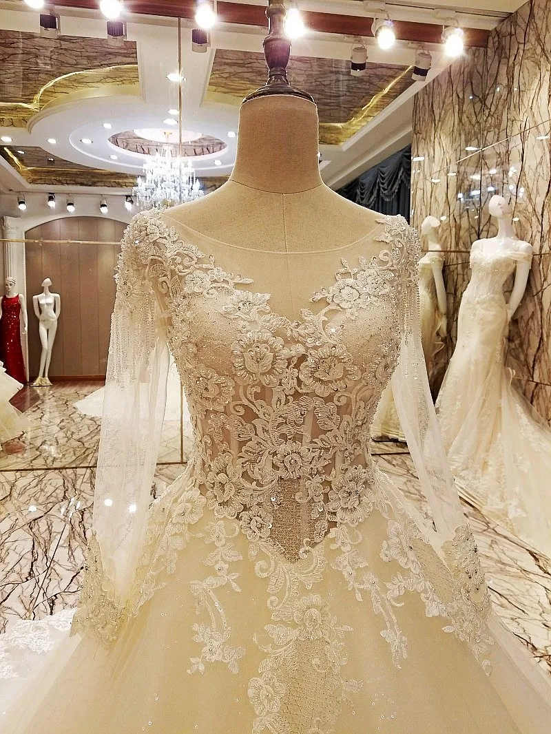 LS95372 robe de mariage 2018 кружевное бальное платье длиной до пола кружевные свадебные