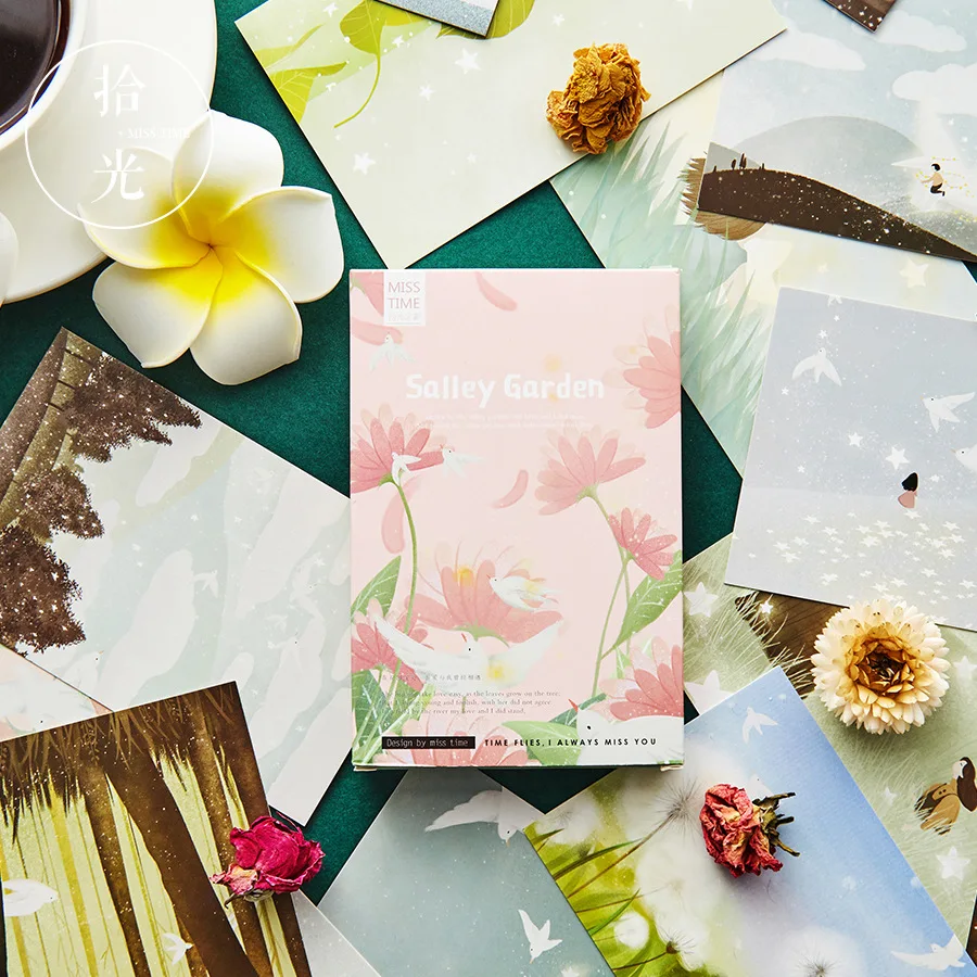 30 Pcs/Set Beautiful Salley Garden Postcard/Greeting Card/Message Card/Birthday Letter Envelope Gift Card
