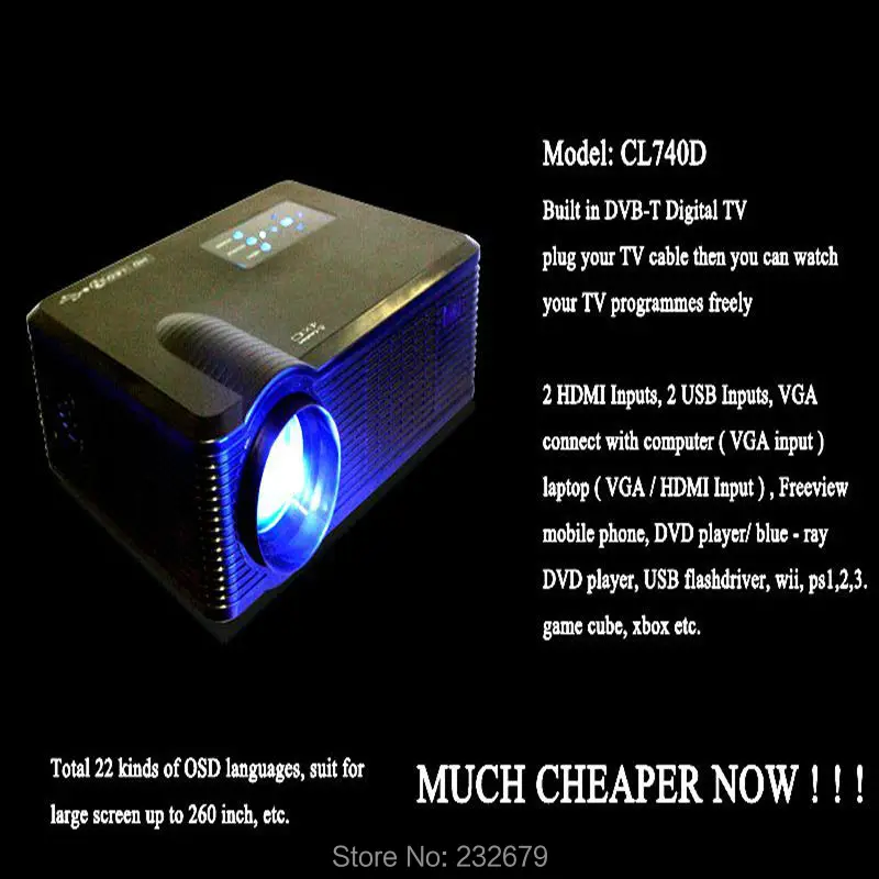 2400 Люмен Светодиодный ДИСПЛЕЙ HD Проектор С hdmi usb vga тв-Тюнер поддержка 1080 P 3D