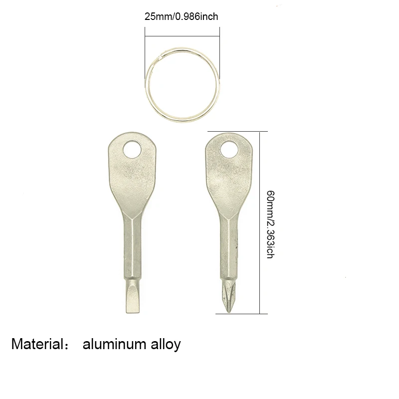Карманный брелок Multitool Key-Shaped Прецизионная литая сталь Мини-шлицевая отвертка Phillips Edc Многофункциональный рюкзак Аксессуары