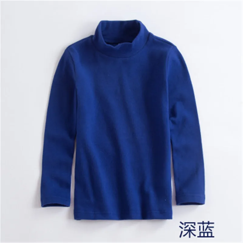 dark blue Новинка года, зимняя футболка с длинными рукавами и высоким воротником для маленьких мальчиков и девочек, джемпер, хлопковая Детская футболка с длинными рукавами, AA3322 - Цвет: dark blue