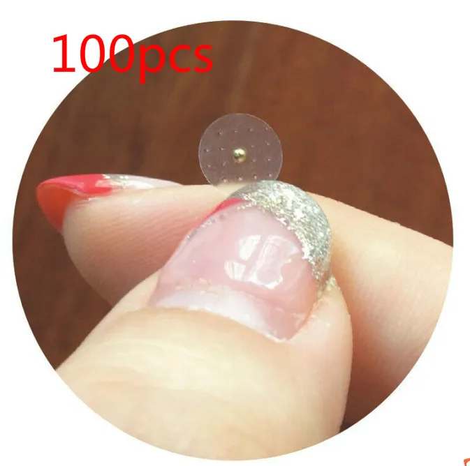 as shown 100pcs Магнитная бусина/5 цветов кристальная Ушная пластырь прозрачная лента анти-аллергическая Магнитная терапия Ушная прижимная паста Ушная аурикулотерапия - Цвет: as shown 100pcs