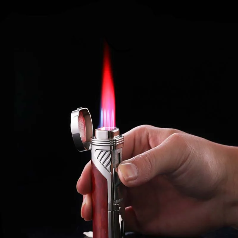 4 пламенная Зажигалка для сигарет газовая зажигалка ветрозащищенная реактивная горелка турбо зажигалки с сигарными сверлами аксессуары для сигарет