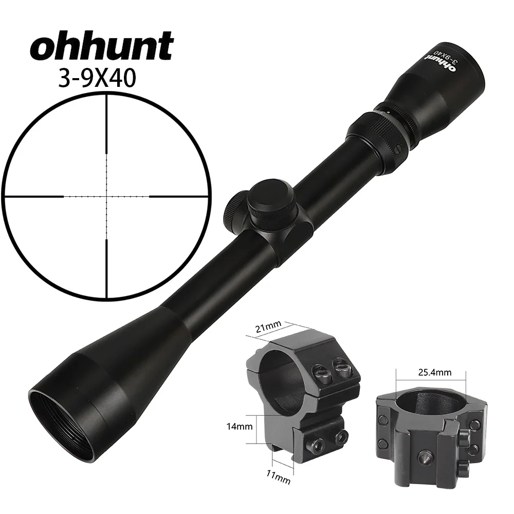 with Dovetail Rings Ohhunt 3-9X40 охотничьи прицелы для стрельбы тусклый полированный финишный мелкий Mil точечный оптический прицел распродажа - Цвет: with Dovetail Rings