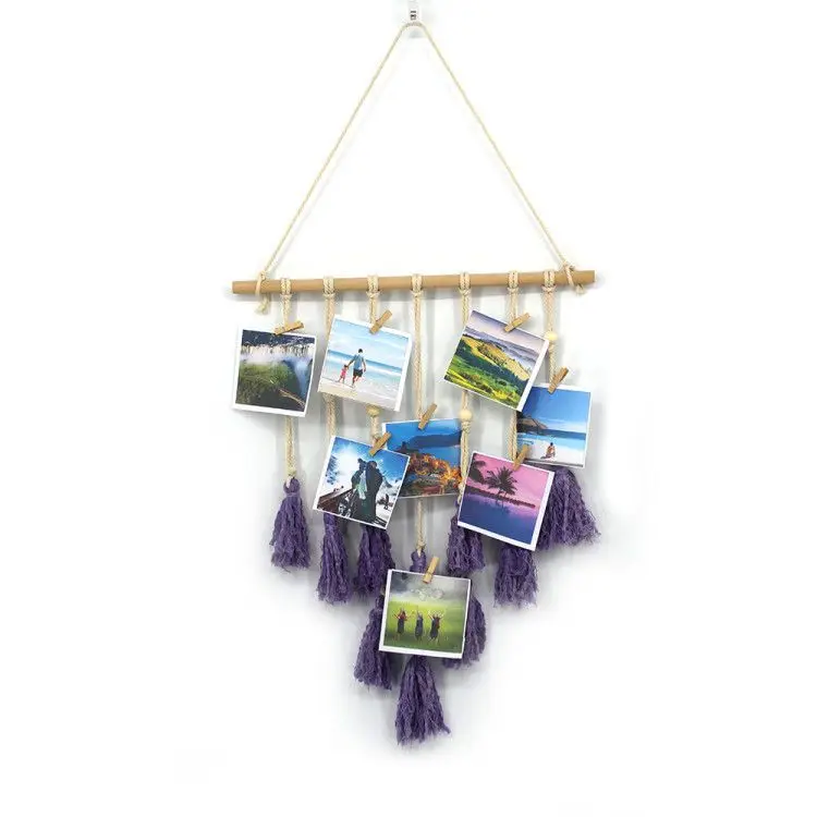 Boho Woven tapestry Photo Wall tassel hanging mandala macrame photo Clip wall decor tapiz pared tela |