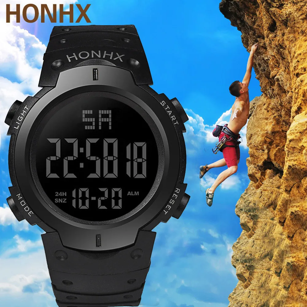 Лидер продаж 2018 цифровые часы для мужчин HONHX новые модные водонепроницаемые