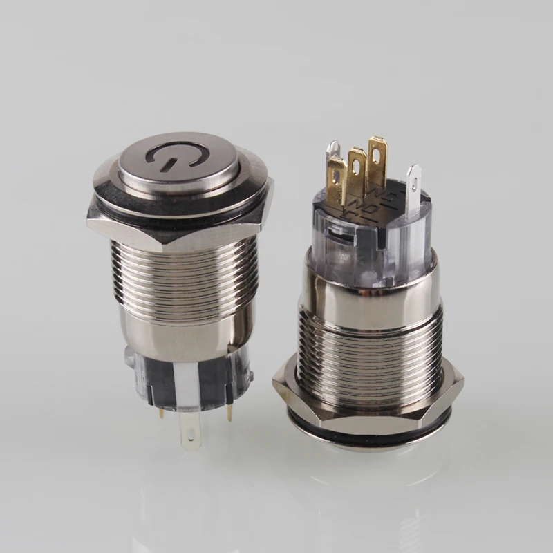 19mm High Head Push Button Switch Waterproof Power Symbol Led Self locking Momentary with Free Connector | Обустройство дома