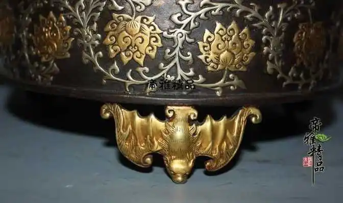 WBY Chinese Copper 24K Gold Gild Silver Dragon Phoenix Bird Incense Burner Censer | Дом и сад