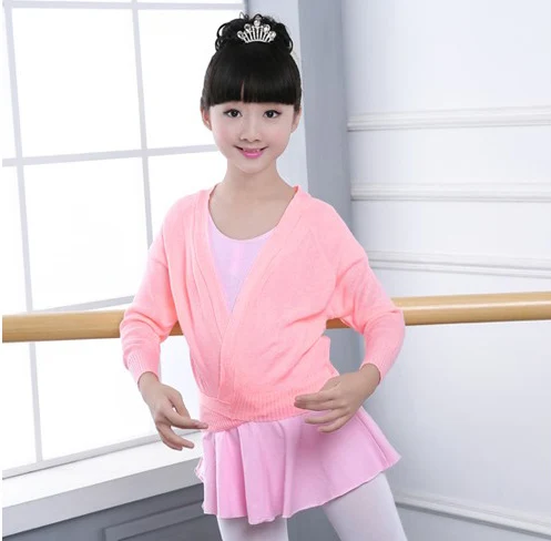 

Winter Autumn Warm Child Girls Ballet Wrap Sweater Cardigan Dance Clothes Kids Warm Long Sleeve Waist Belt Sweater