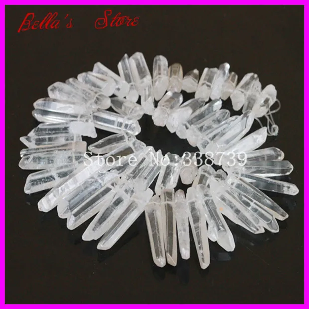 

Clear Raw Quartz Long Point Pendants Rock Crystal Quartz Top Drilled Briolettes Stick Beads Natural Druzy Quartz Spike Beads