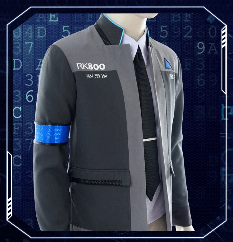 Новая игра Детройт стать человеком Коннор RK800 агент Костюм Униформа туго униот