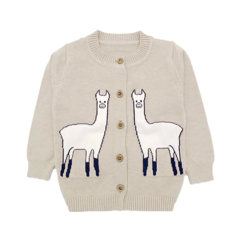 Повседневный хлопковый Детский свитер кардиган с рисунком альпаки для девочек