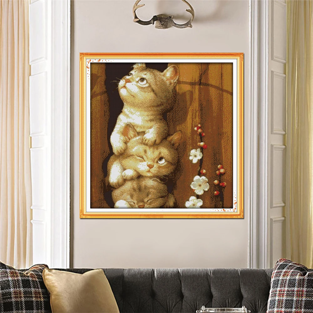 Joy Sunday озорной кот узор для вышивки крестиком животные Дизайн Живопись Набор DIY