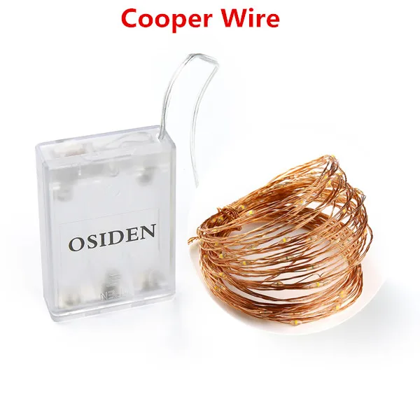 Battery Cooper Wire Светодиодный светильник 10M5M2M 3AA с питанием от батареек USB медный провод Рождественский уличный Сказочный светодиодный светильник для рождественской гирлянды вечерние и свадебные - Испускаемый цвет: Battery Cooper Wire