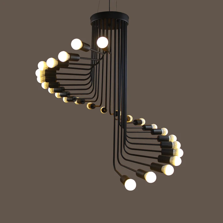 Лофт 20 26 головок черная большая подвесная потолочная лампа E27 светодиодный