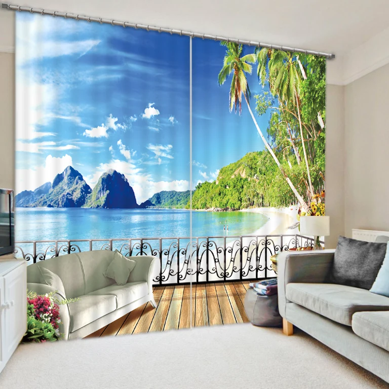 

Printing 3D Curtains Window Blackout Luxury Curtains expand balcony scenery Decor Wall Office Hotel Drapes Hooks Polyester