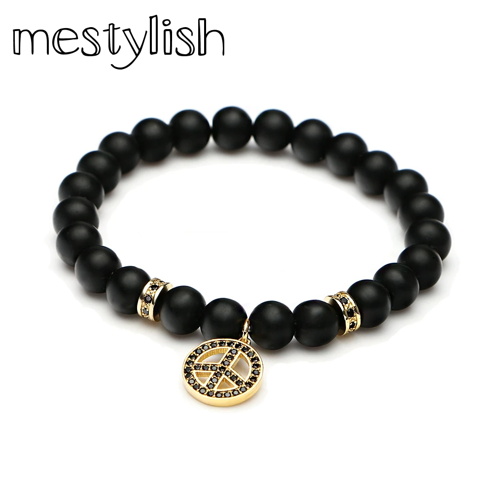 Новый красивый браслет Mestylish с символом мира бусинами из натурального камня
