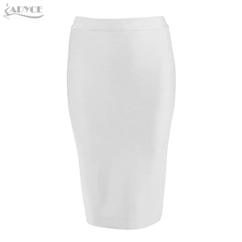 White Женская повязка юбка до колена ADYCE, обтягивающая юбка-карандаш в черном, белом, красном, бежевом цвете, в стиле звезд - Цвет: White
