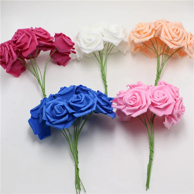 100 шт/партия розовые Искусственные розы цветы со стеблем домашний букет