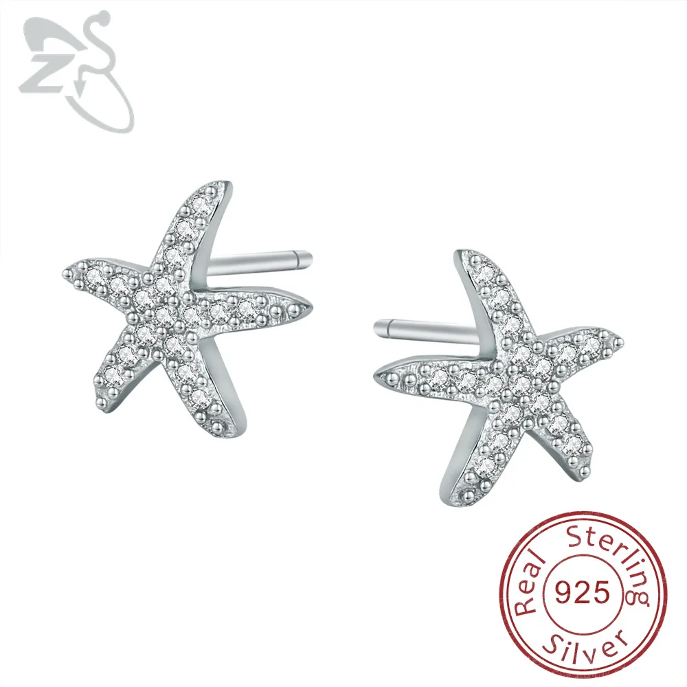 Женские серьги гвоздики из серебра 925 пробы с фианитом|pendientes mujer|925 sterlingearrings sterling |